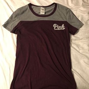 Victoria Secret PINK Maroon and Gray Tee